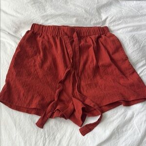 Rhythm Red High Waist Shorts with Elastic Waistband